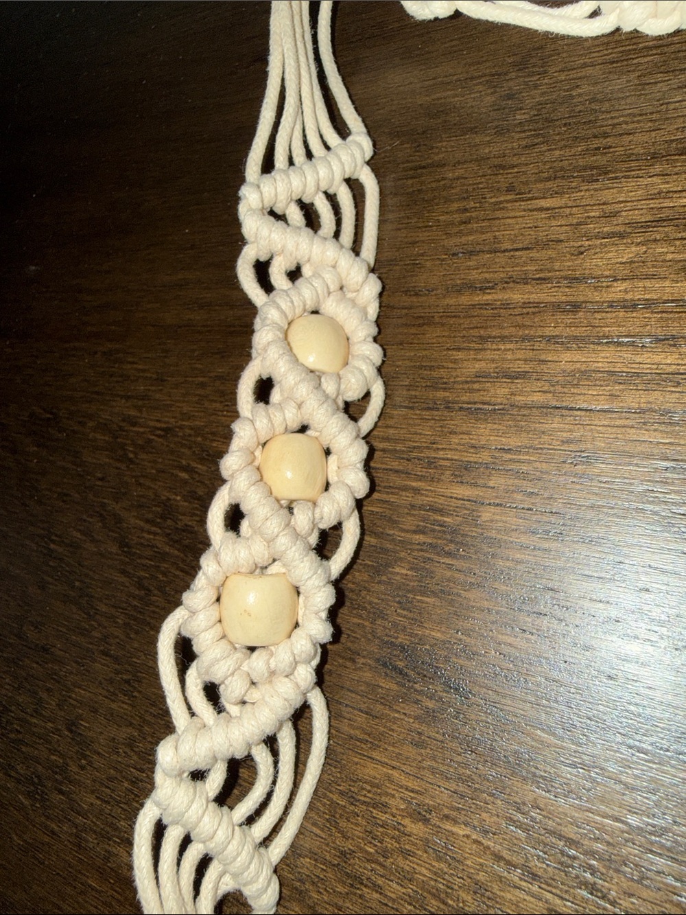 Boho Macramé Beaded Waist Belt in Ivory - Picture 2 of 5
